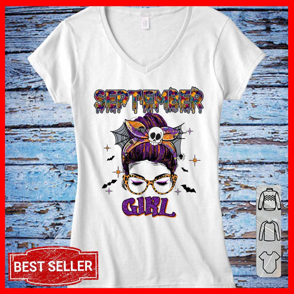 September Girl skull halloween shirt, September Girl shirt