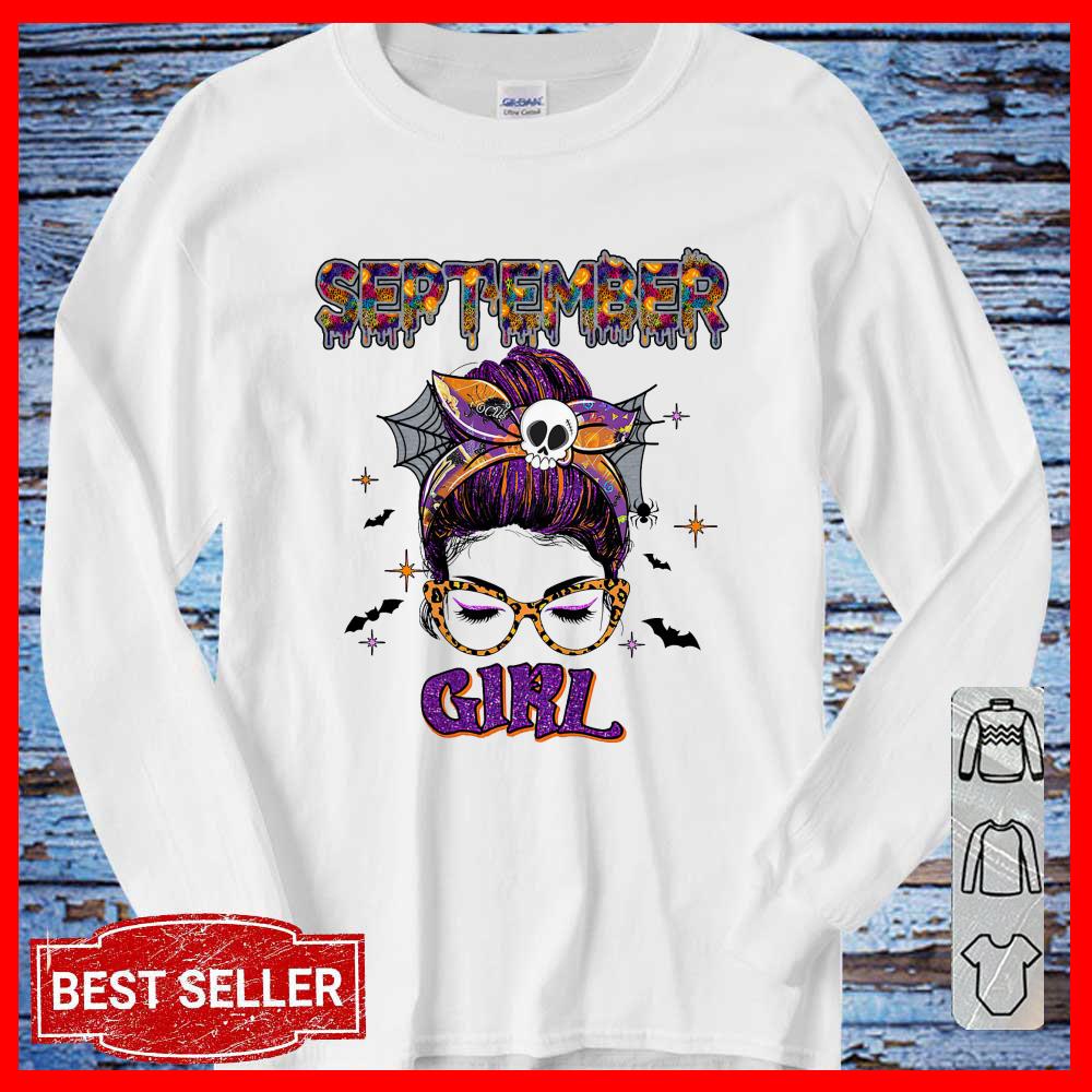September Girl skull halloween shirt, September Girl shirt