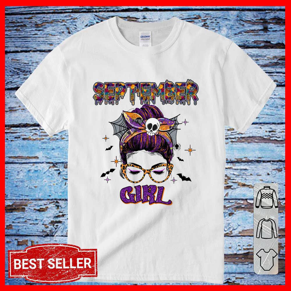 September Girl skull halloween shirt, September Girl shirt