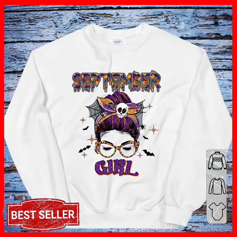 September Girl skull halloween shirt, September Girl shirt