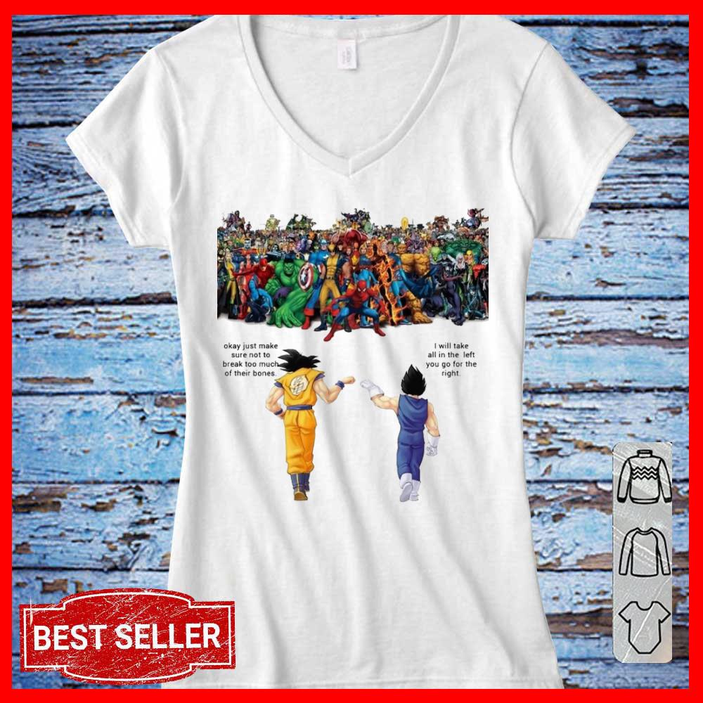 Son Goku And Vegeta Fight Against The Avenger and super hero Shirt, Goku and Vegeta Women Tshirt