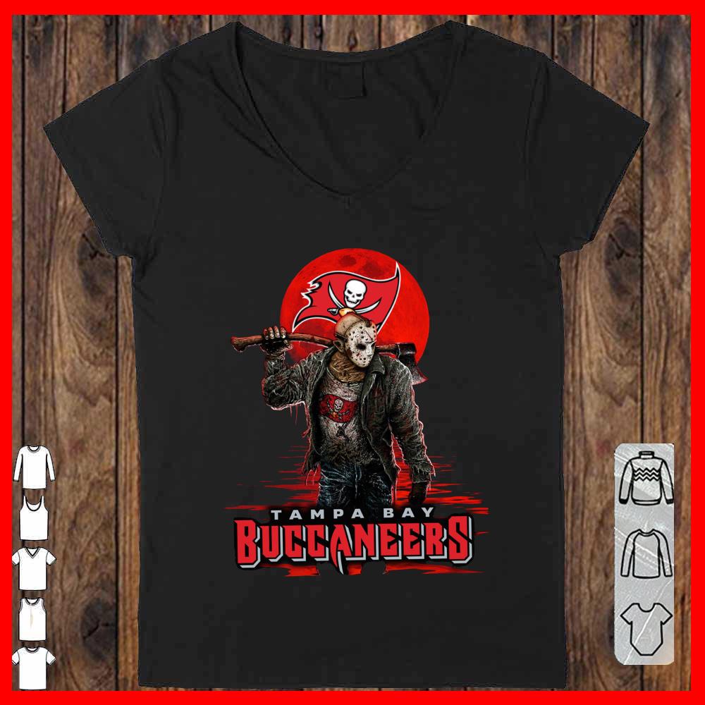 Tampa Bay Buccaneers Mashup Jason Voorhees Horror Movies Vneck-woman