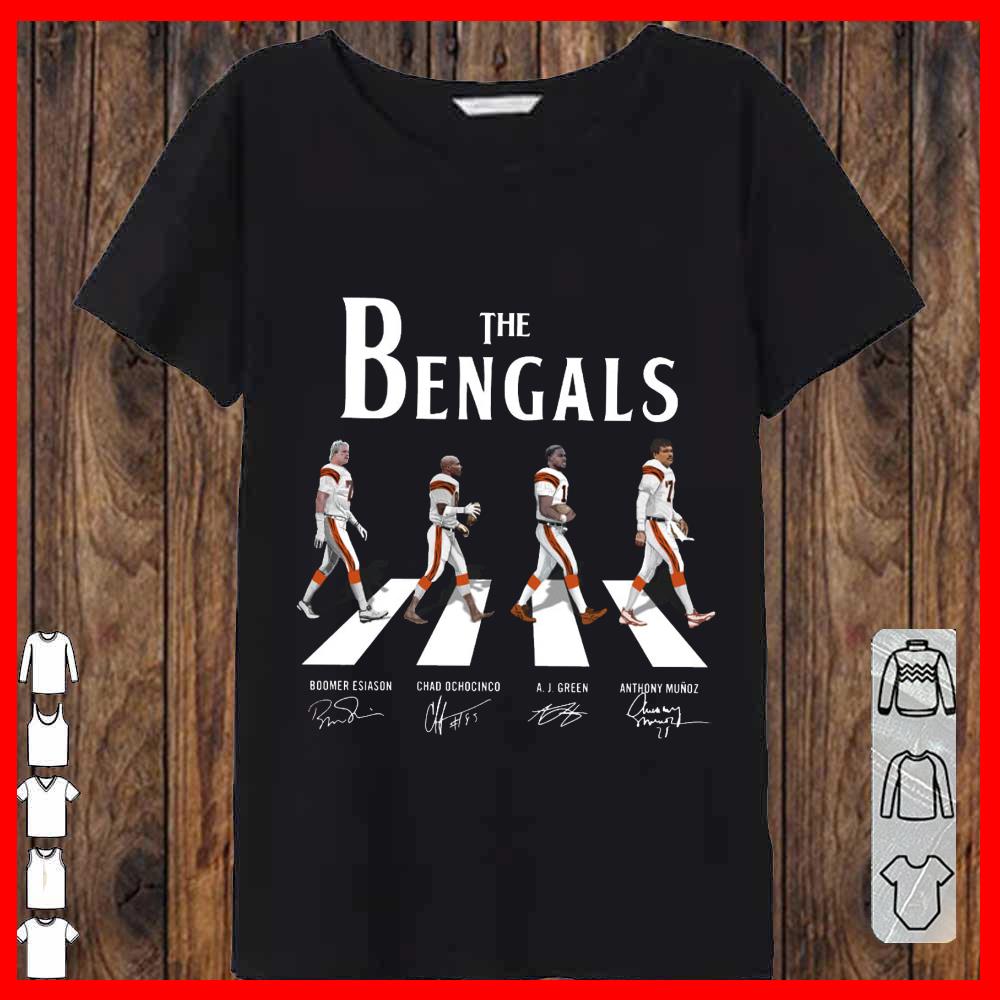 The Bengals Walking Abbey Road Shirt, Boomer Esiason Chad Ochocinco A J Green Anthony Munoz Shirt