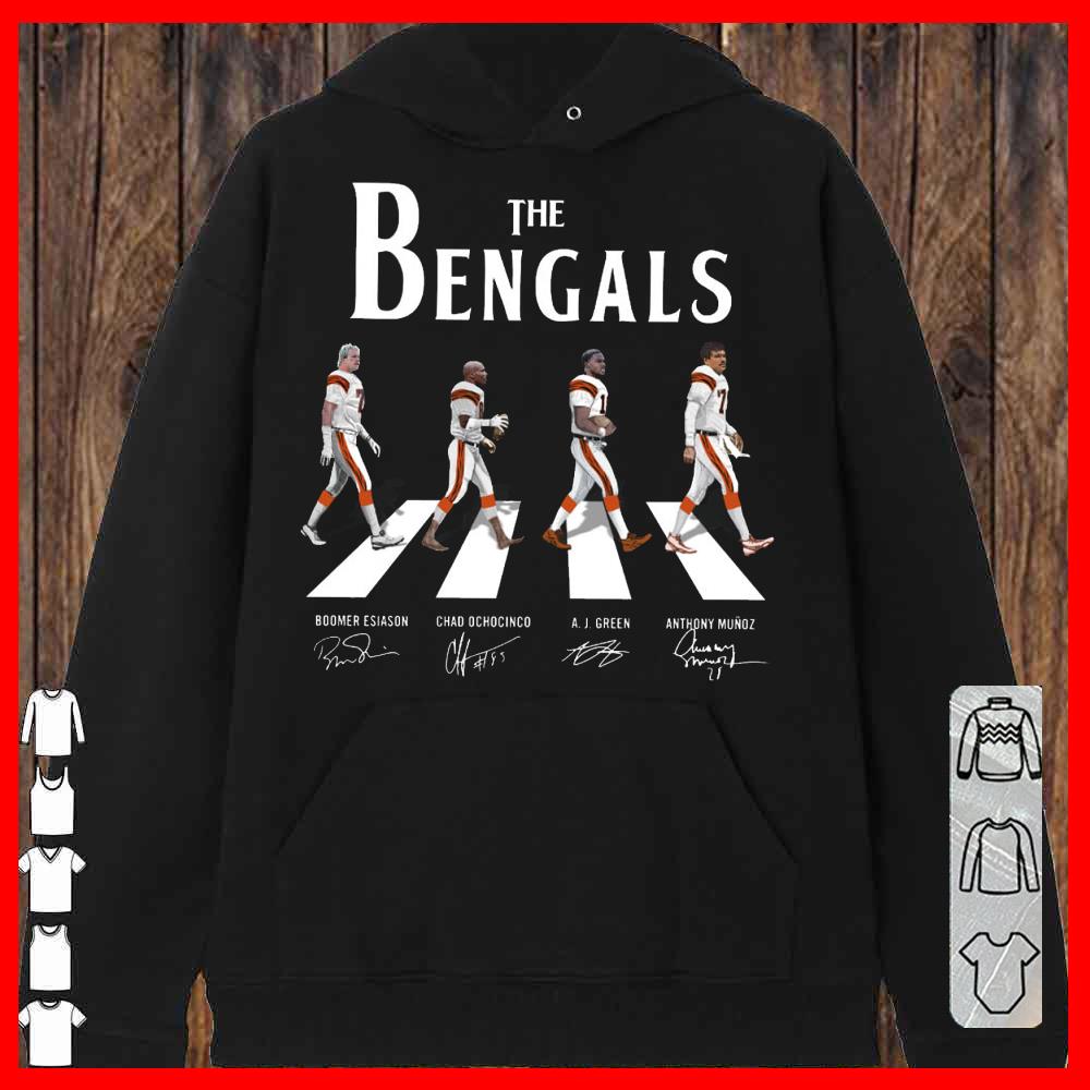 The Bengals Walking Abbey Road Shirt, Boomer Esiason Chad Ochocinco A J Green Anthony Munoz Shirt