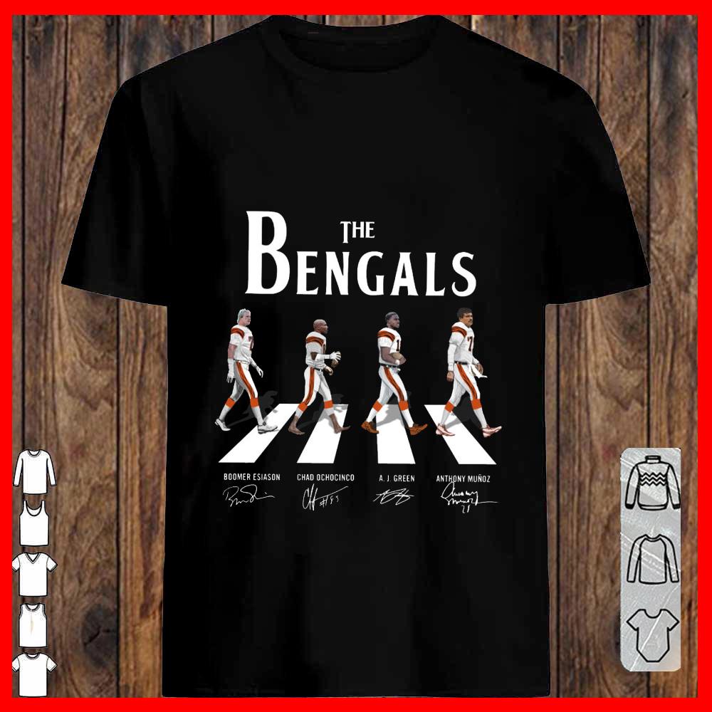 The Bengals Walking Abbey Road Shirt, Boomer Esiason Chad Ochocinco A J Green Anthony Munoz Shirt