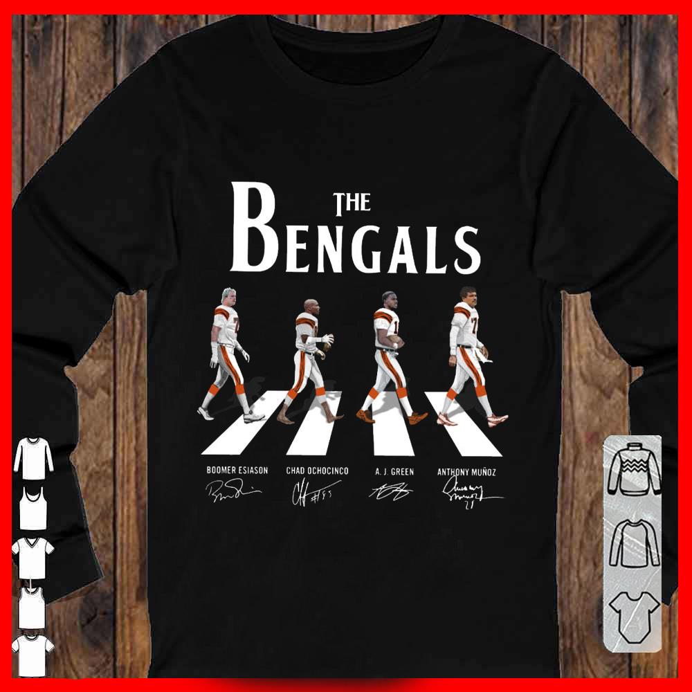 The Bengals Walking Abbey Road Shirt, Boomer Esiason Chad Ochocinco A J Green Anthony Munoz Shirt