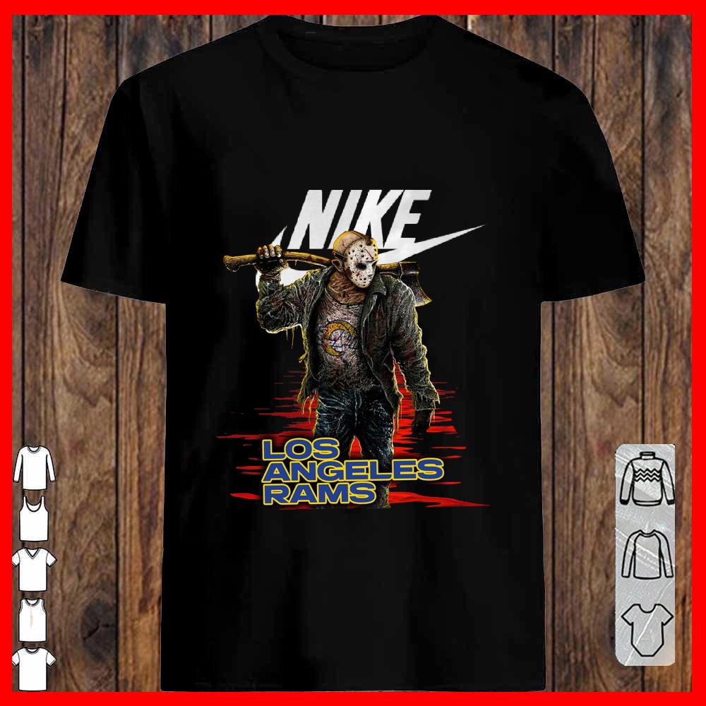 Nike Logo Mashup Los Angeles Rams Jason Voorhees Shirt, Nike Jason Voorhees Los Angeles Rams Shirt