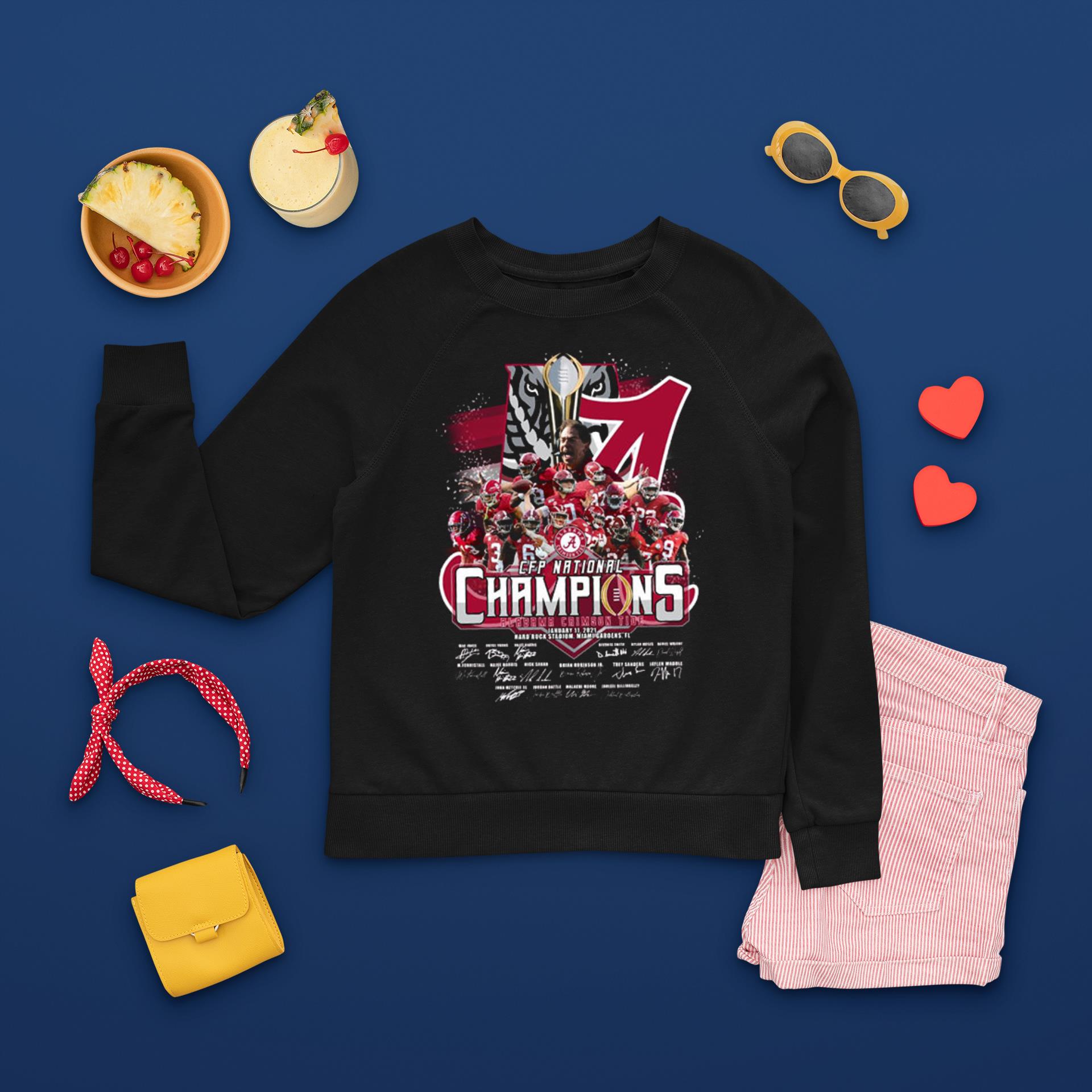 Alabama Crimson Tide Team Players Cfp National Champions 2021 Signatures sweatshirt
