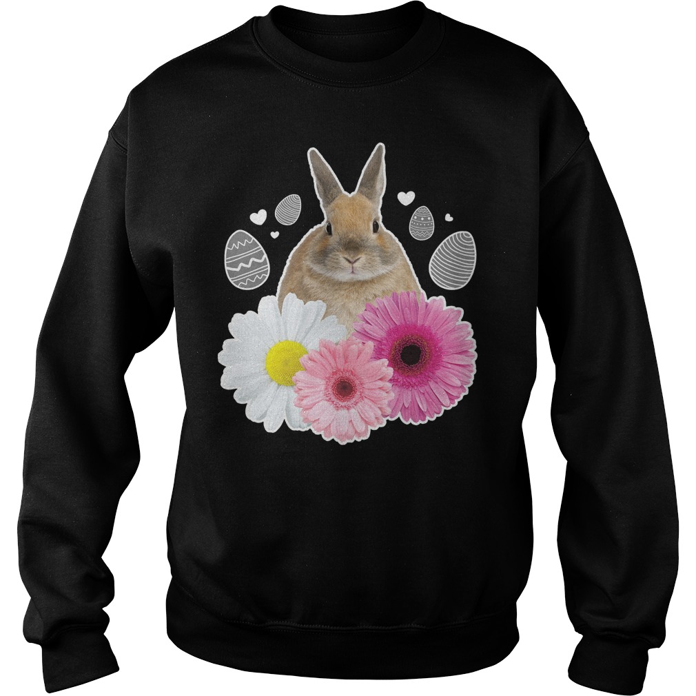 Easter Real Bunny And Flowers Graphic Shirt 3 Easter Real Bunny And Flowers Graphic Sweater