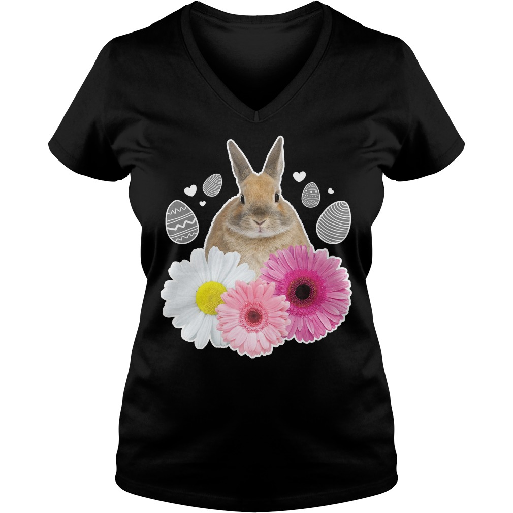 Easter Real Bunny And Flowers Graphic Shirt 5 Easter Real Bunny And Flowers Graphic V Neck