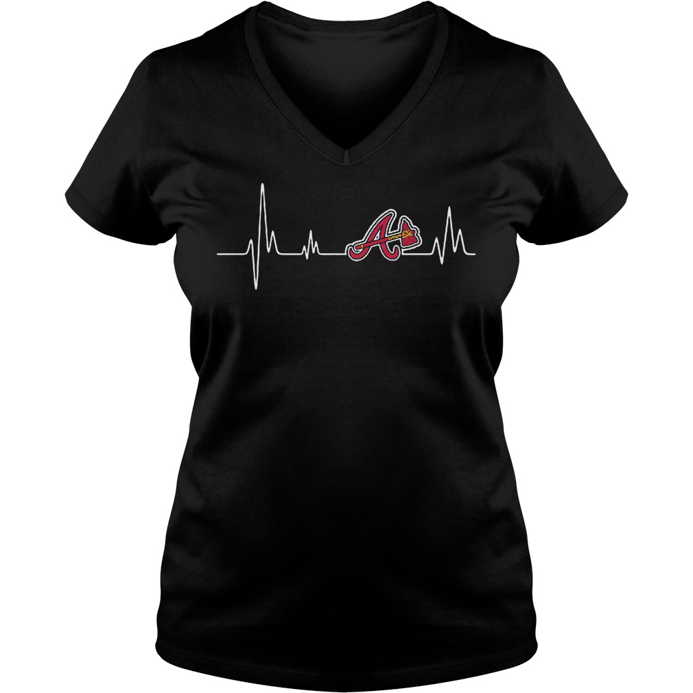 Atlanta Braves Heartbeat T-Shirt 10 Atlanta Braves Heartbeat T-Shirt Ladies V-Neck