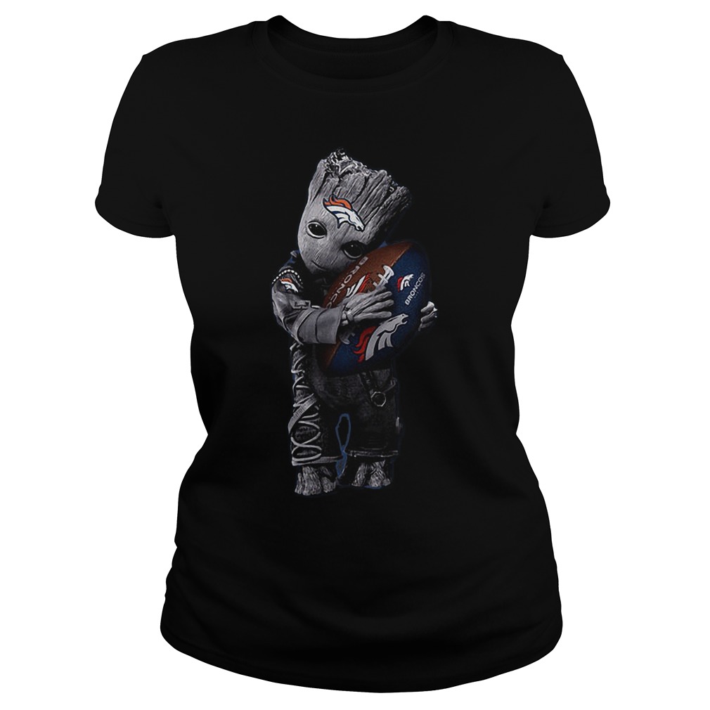Baby Groot Hug Denver Broncos Football NFL T-Shirt 7 Baby Groot Hug Denver Broncos Football NFL T-Shirt Ladies Tee