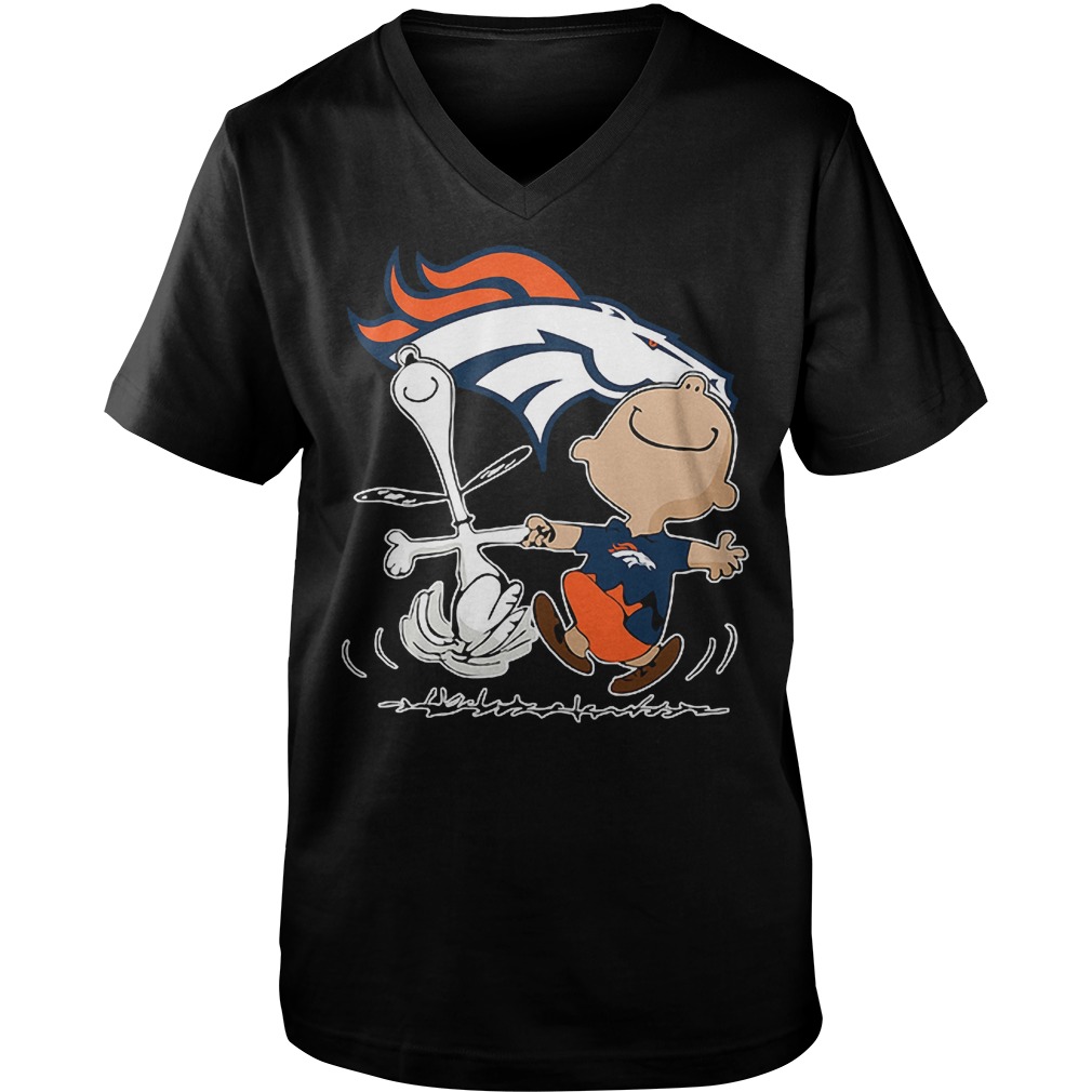 Charlie Brown And Snoopy: Denver Broncos T-Shirt 6 Charlie Brown And Snoopy: Denver Broncos T-Shirt Guys V-Neck
