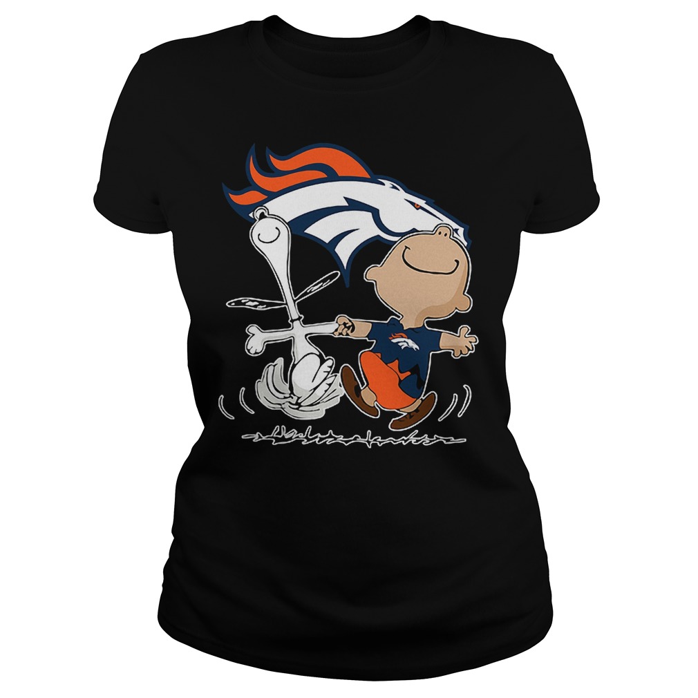 Charlie Brown And Snoopy: Denver Broncos T-Shirt 7 Charlie Brown And Snoopy: Denver Broncos T-Shirt Ladies Tee