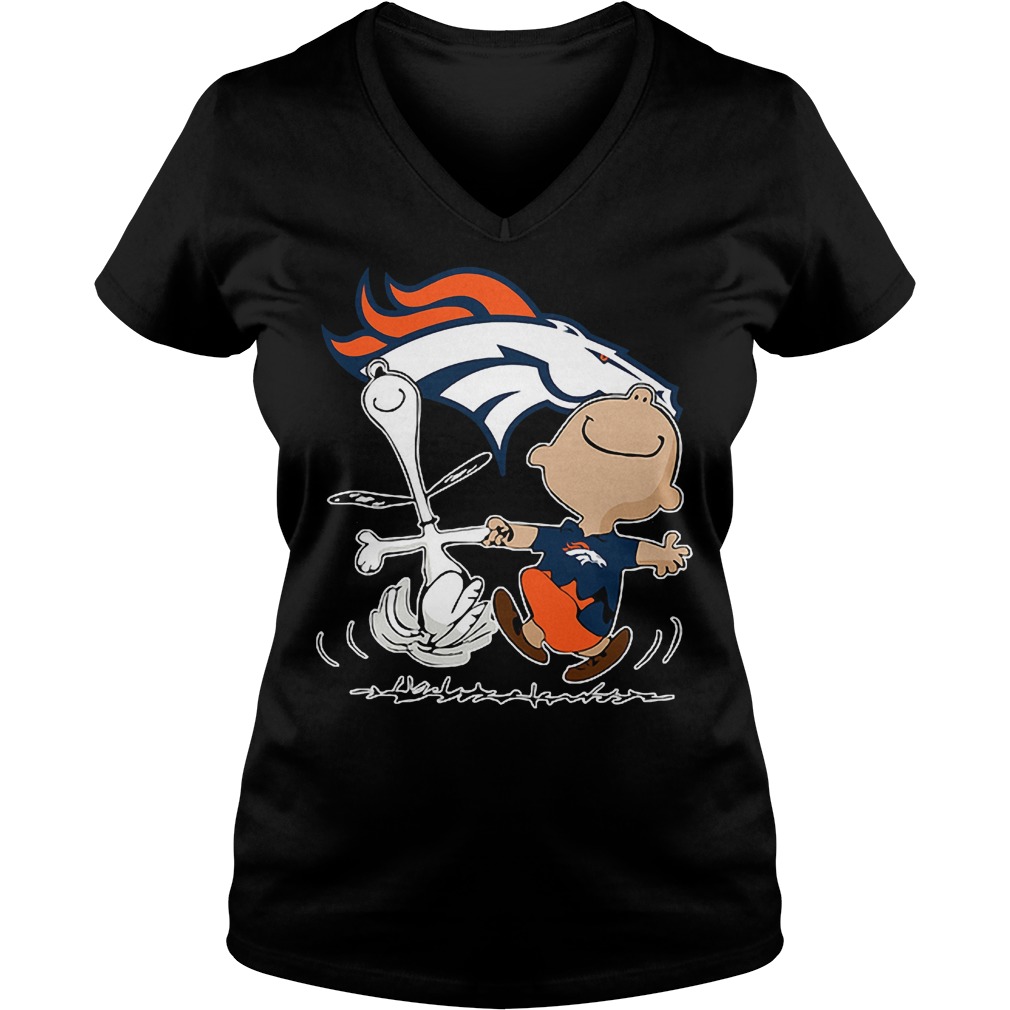 Charlie Brown And Snoopy: Denver Broncos T-Shirt 10 Charlie Brown And Snoopy: Denver Broncos T-Shirt Ladies V-Neck