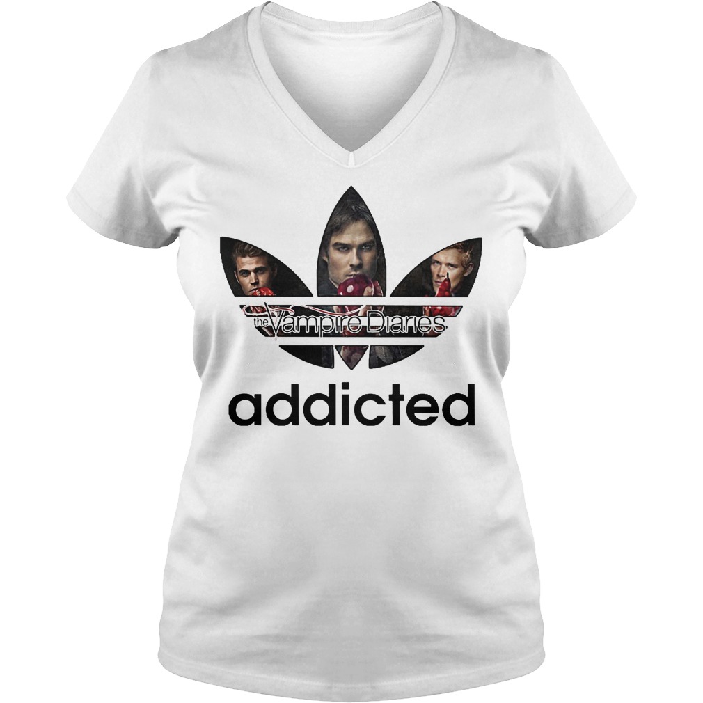 Premium Vampire Diaries Addicted Adidas Logo Shirt 4 Premium Vampire Diaries Addicted Adidas Logo Shirt Ladies V-Neck