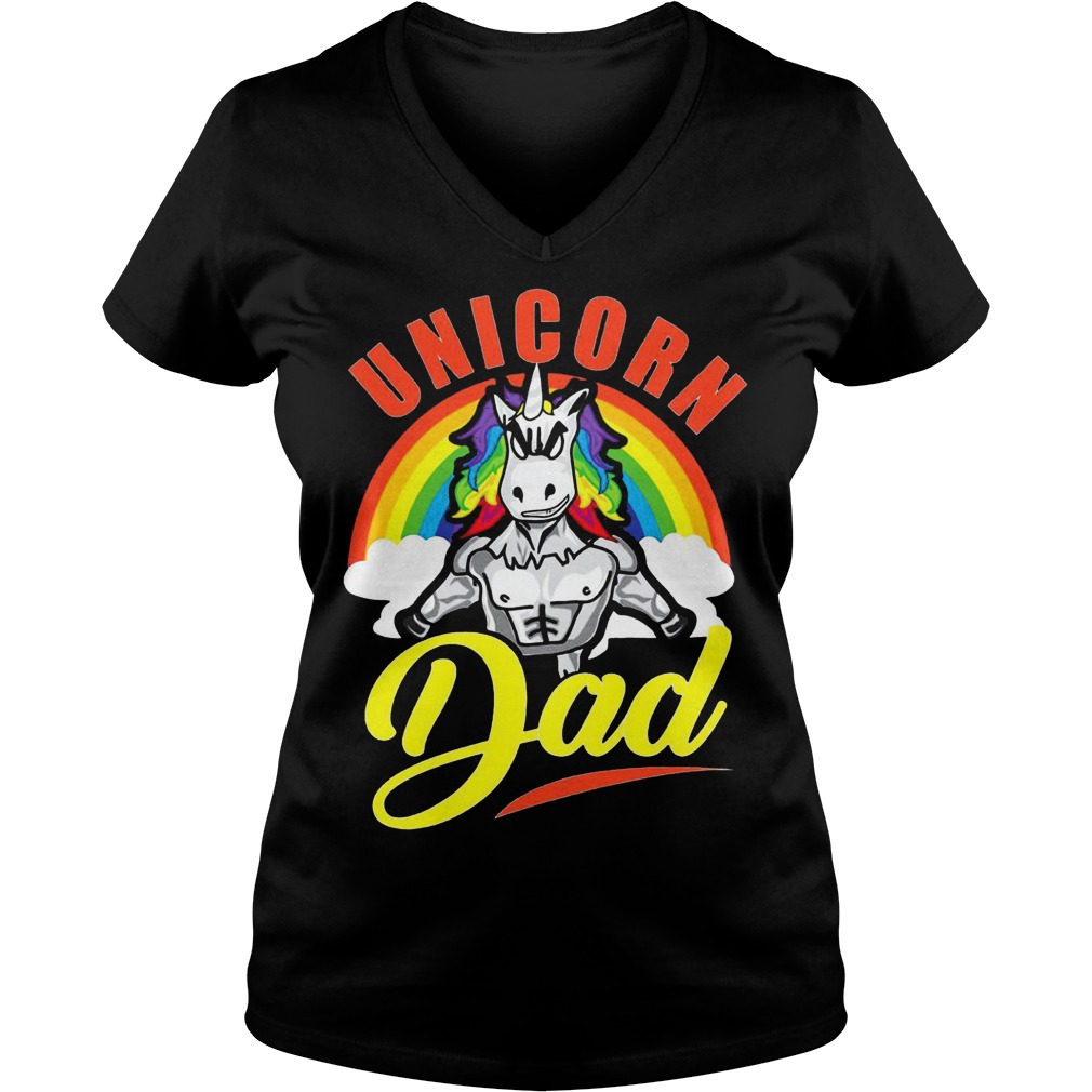 Unicorn dad Shirt 4 Unicorn dad Shirt Ladies V-Neck