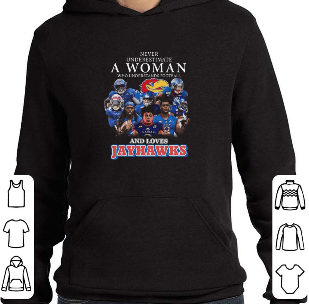 Funny Never Underestimate A Woman Who Understands Football Kansas Jayhawks shirt 2 Funny Never Underestimate A Woman Who Understands Football Kansas Jayhawks shirt