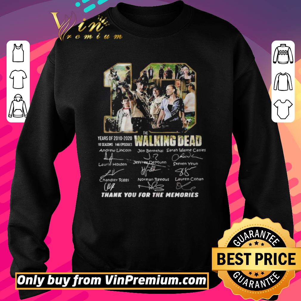 Nice 10 years of 2010 2020 10 seasons 146 episodes the walking dead thank you for the memories signatures shirt 2 Nice 10 years of 2010 2020 10 seasons 146 episodes the walking dead thank you for the memories signatures shirt