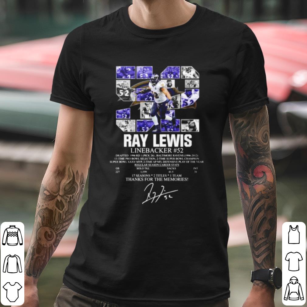 Premium 52 Ray Lewis Linebacker Thanks For The Memories Signature shirt