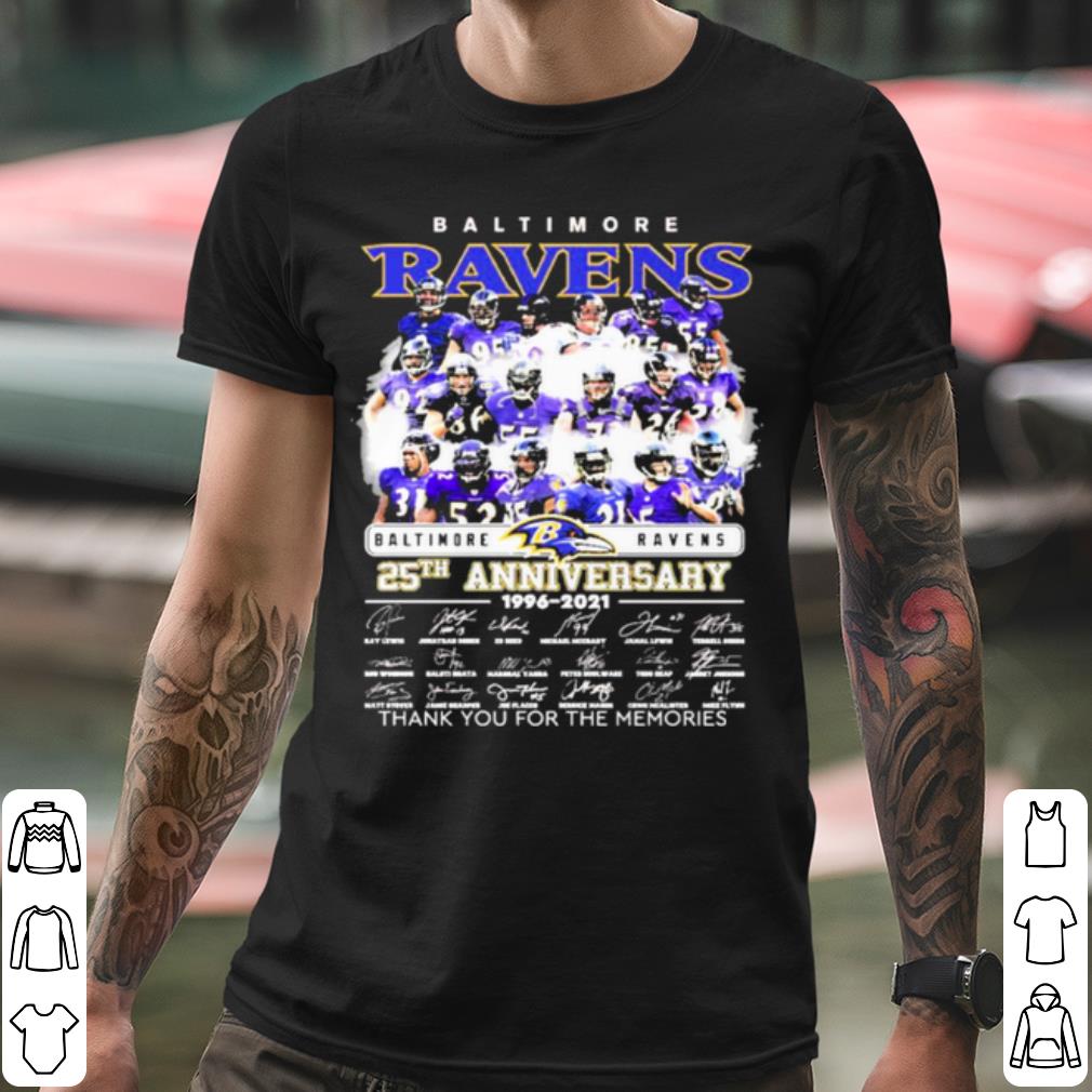 Official Baltimore Ravens 25th Anniversary Thank The Memories Signatures shirt