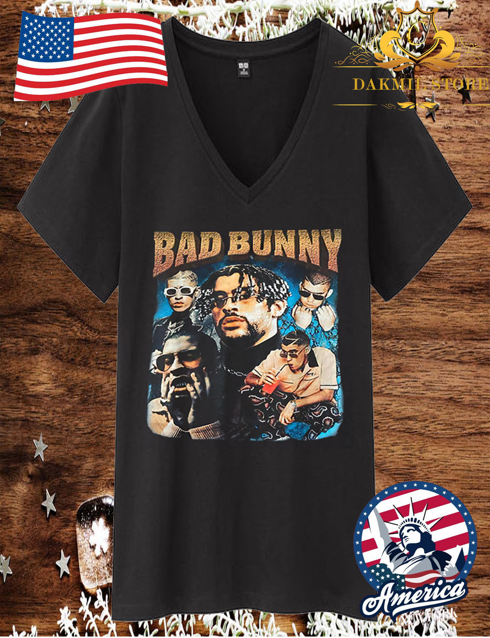 Vintage Bad Bunny Fan Longsleeve T-Shirt For Men and Women V neck