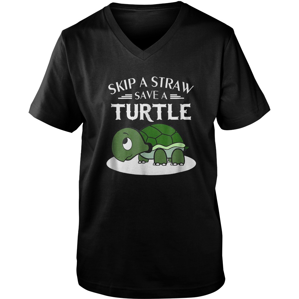 A Straw Save A Turtle T-Shirt 6 A Straw Save A Turtle T-Shirt Guys V-Neck