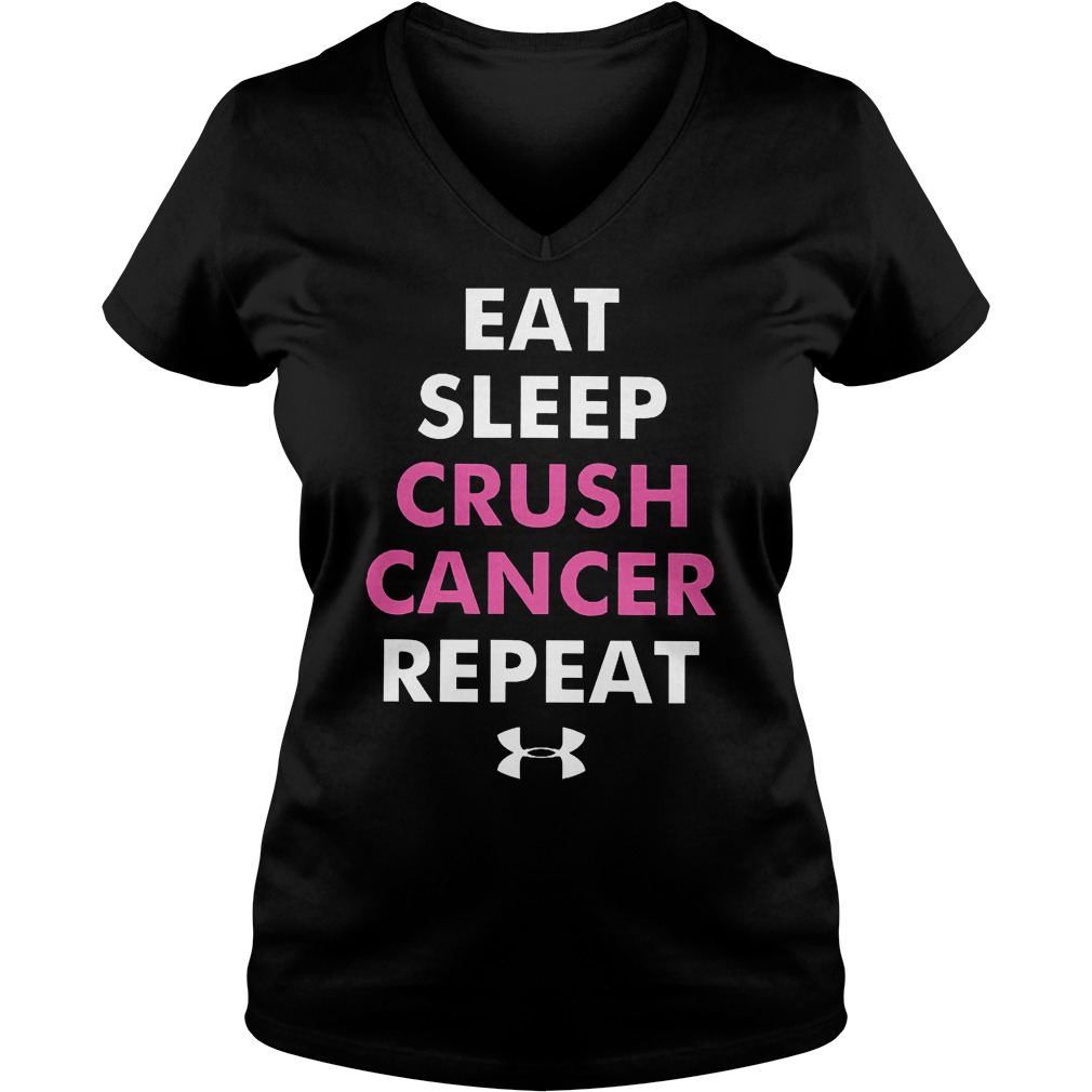 Crush Cancer Repeat T-Shirt 10 Crush Cancer Repeat T-Shirt Ladies V-Neck
