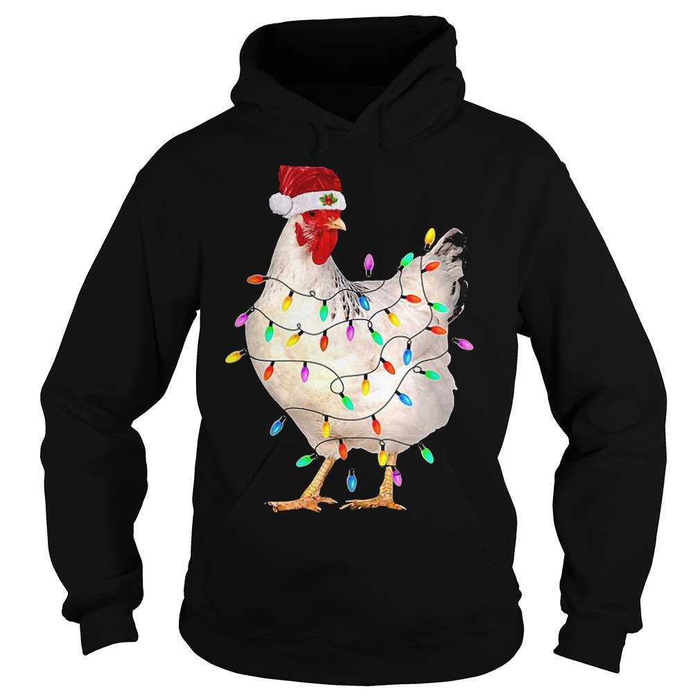 Chicken with Christmas lights shirt 8 Chicken with Christmas lights shirt Hoodie
