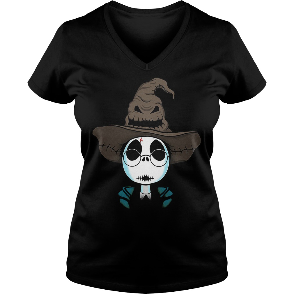 Halloween Jack Skellington Nightmare Harry Potter shirt 4 Halloween Jack Skellington Nightmare Harry Potter shirt Ladies V-Neck