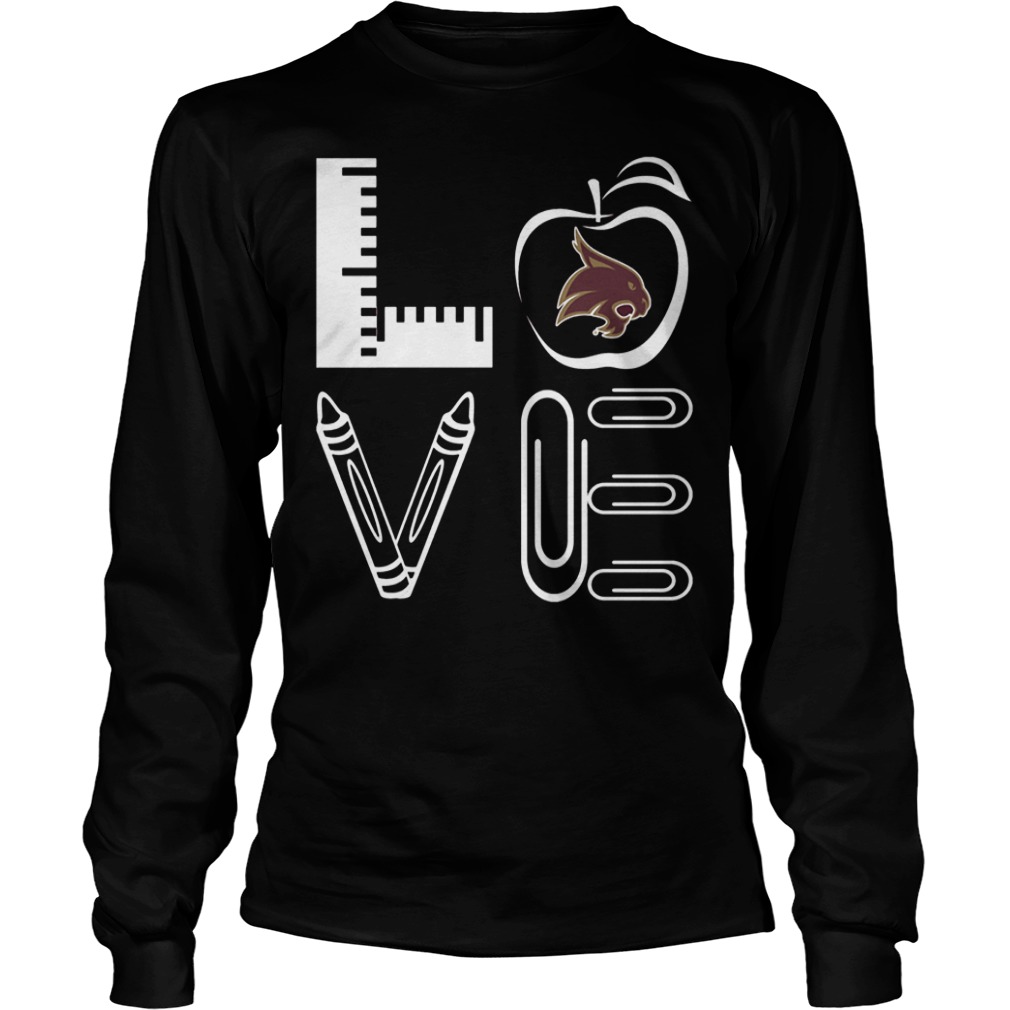 Teacher stacked love Texas State Bobcats Shirt 13 Teacher stacked love Texas State Bobcats Shirt Longsleeve Tee Unisex