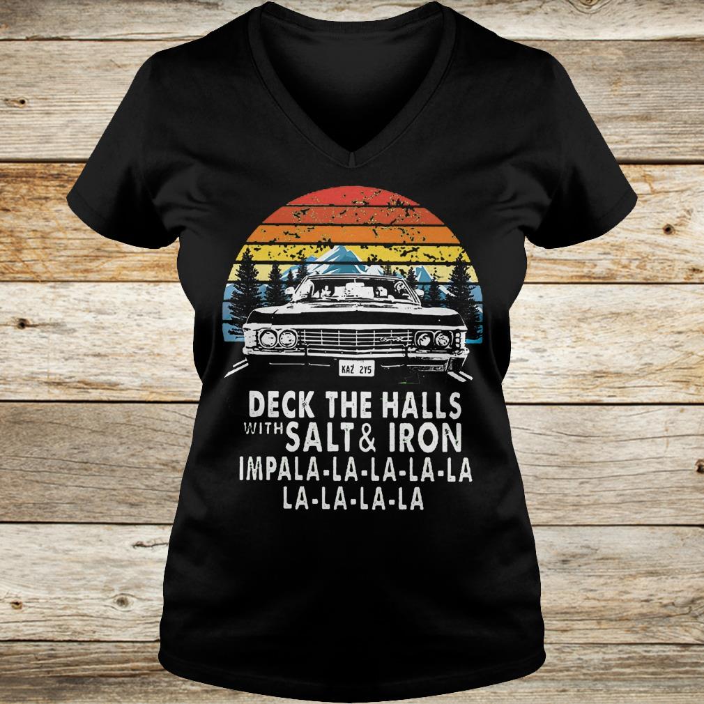 Deck the halls with salt and iron impala Shirt 12 Deck the halls with salt and iron impala Shirt Ladies V-Neck