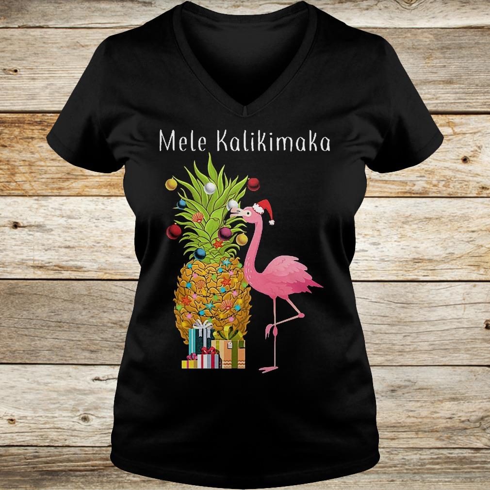 Mele Kalikimaka flamingo shirt 4 Mele Kalikimaka flamingo shirt Ladies V-Neck