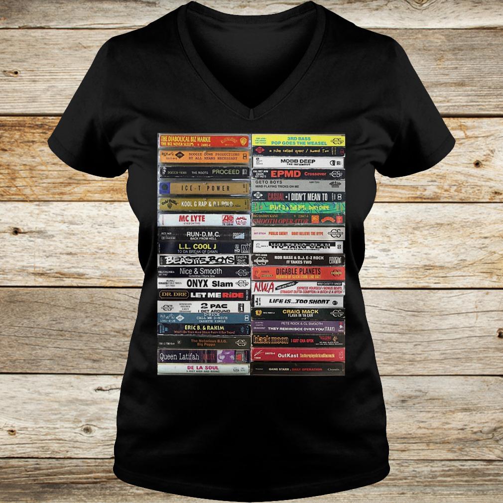 Old school cassette tapes shirt 12 Old school cassette tapes shirt Ladies V-Neck