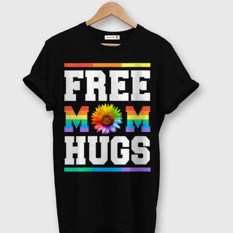 Free Mom Hugs Pride LGBT Rainbow Sun Flower shirt
