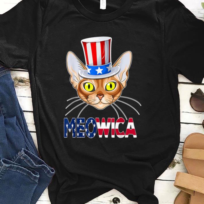 Meowica 4th Of July Abyssinian Cat Usa American Flag shirt