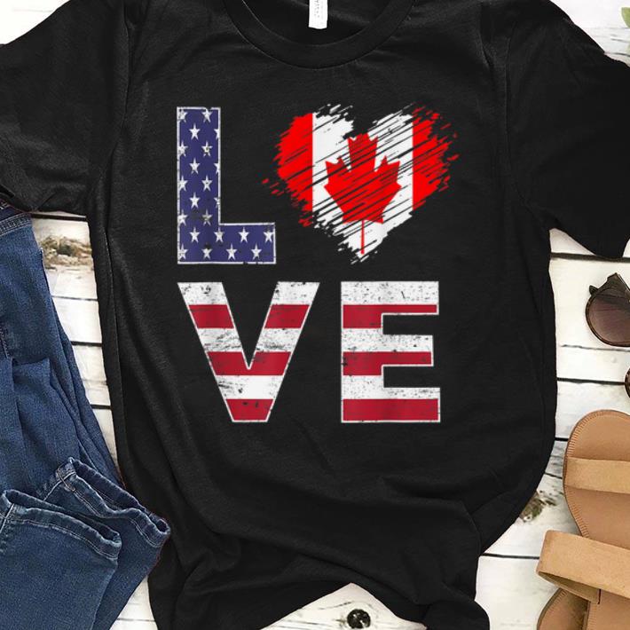 Official USA Canada Flag Heart Canadian American Flag shirt