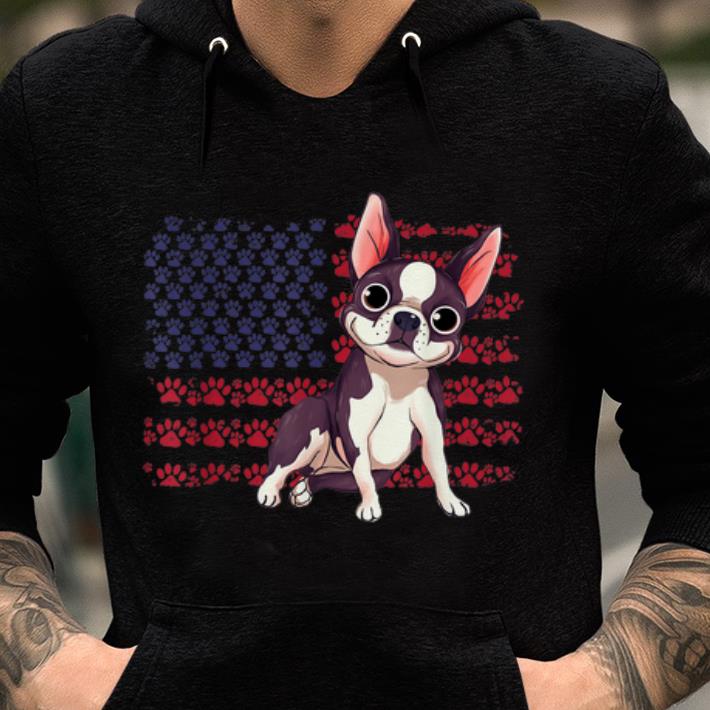 Original Boston Terrier Dog Paw American Flag 4th Of July shirt