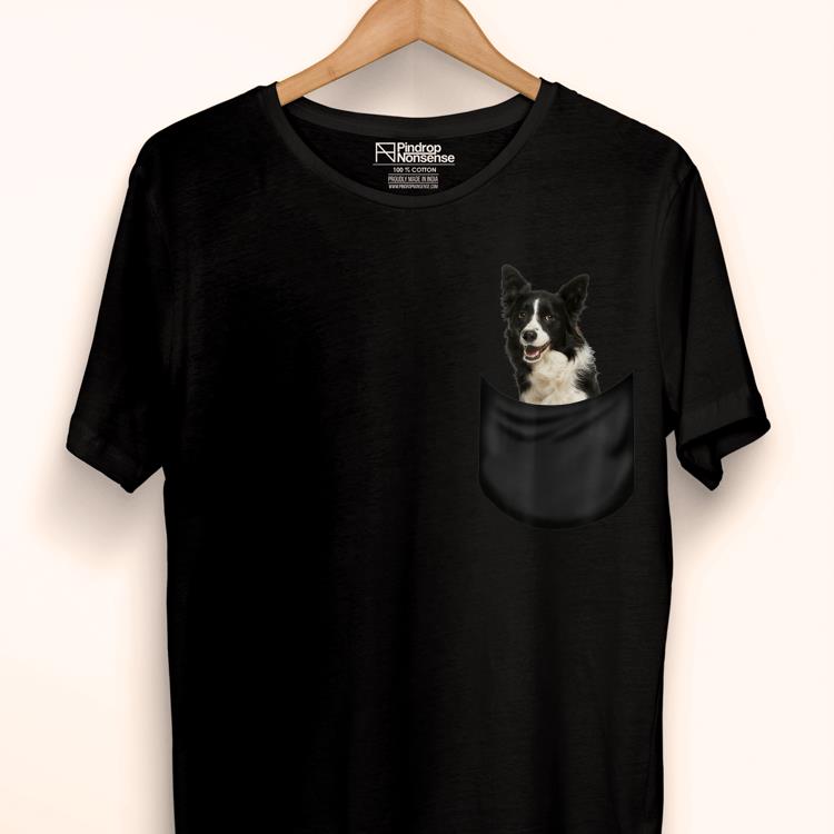 Premium Border Collie Pocket Funny Father's Day Dog Gifts Shirt