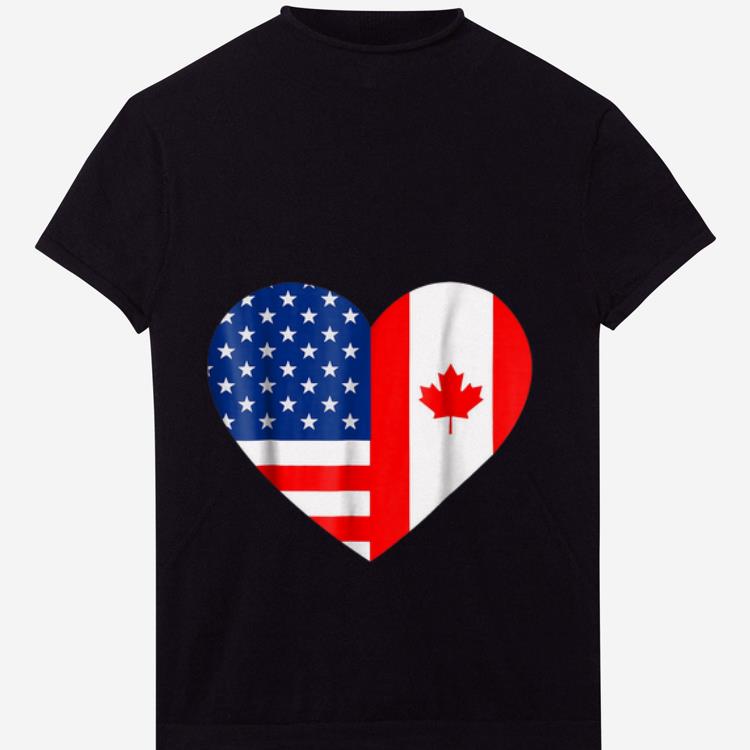 Premium Canadian American Flag Love Canada Day 4th Of July Shirt