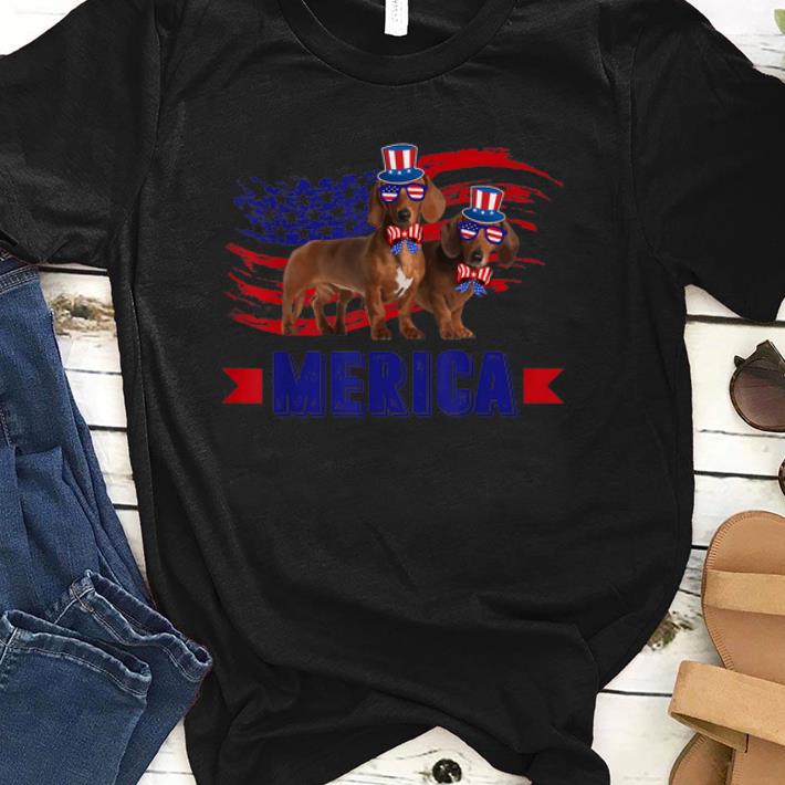 Premium Dachshund Sunglasses Hat American Flag 4th Of July Shirt
