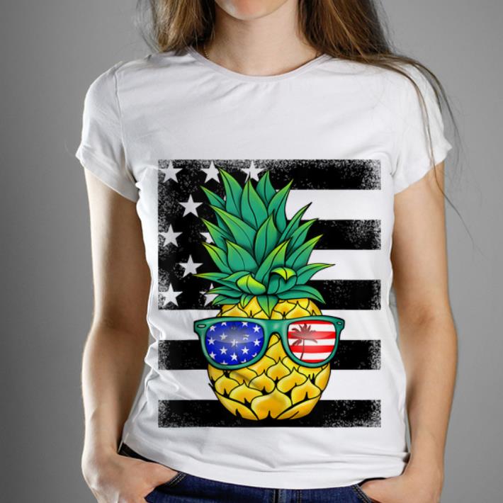  Top Hawaiian Pineapple American Flag Sunglasses 4th Of July shirt