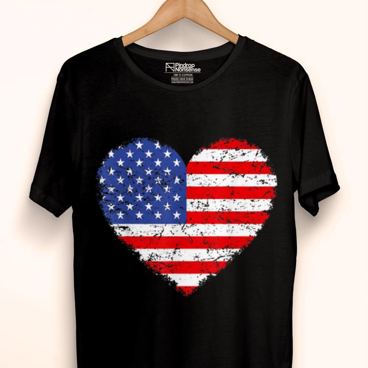 USA Flag Heart 4th July Red White Blue Stars Stripes shirt