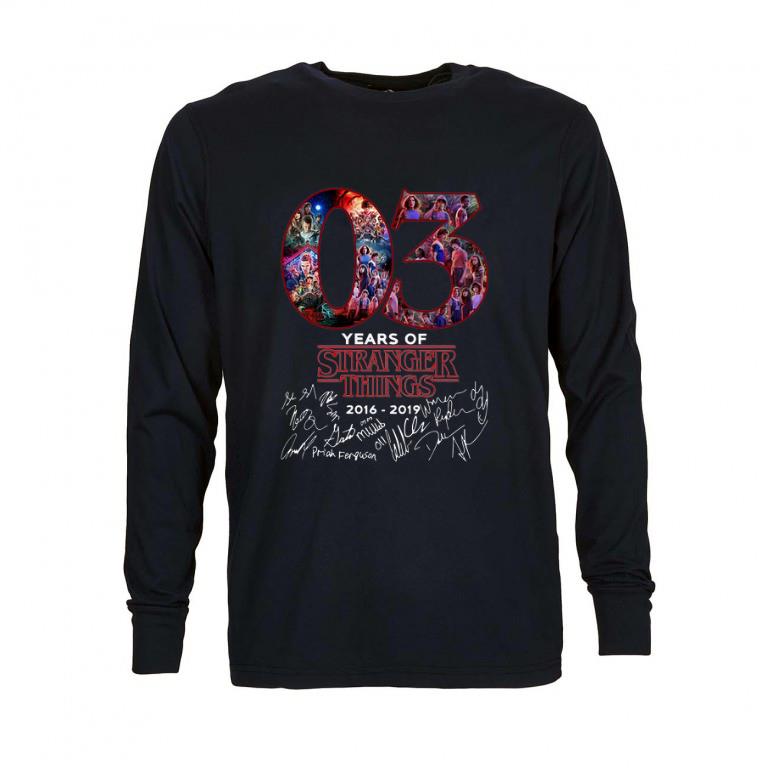 Awesome 03 Years Of Stranger Things 2016-2019 signatures shirt