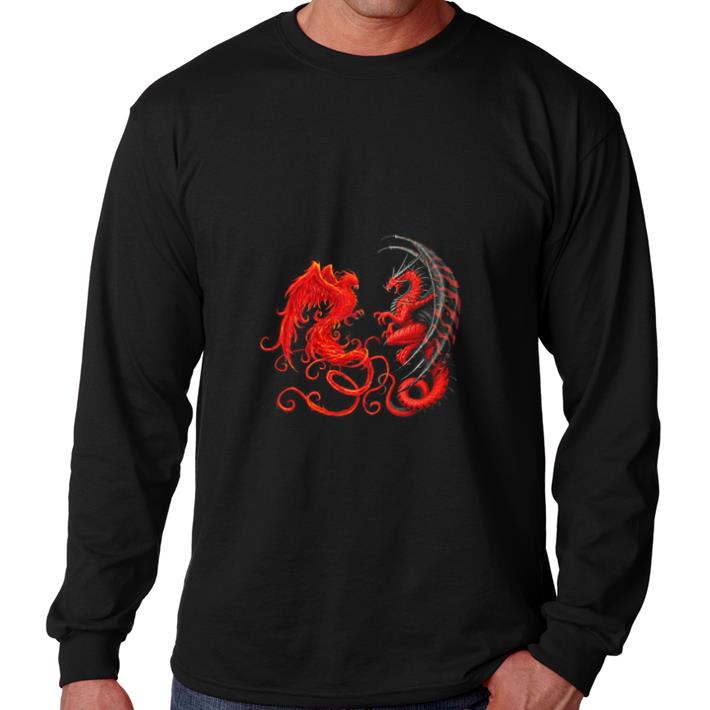 Awesome Fire Phoenix and Dragon fighting shirt
