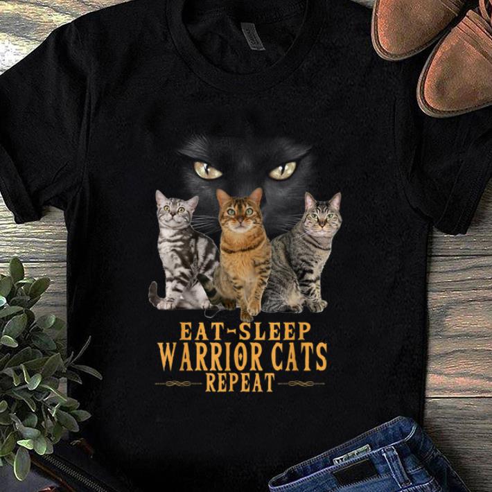 Hot Eat Sleep Warrior Repeat Tabby Cats shirt