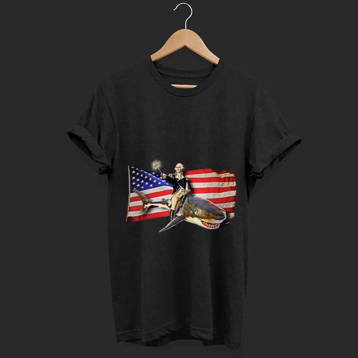 Hot Washington Riding Shark 4th Of July American Flag Independence Day shirt