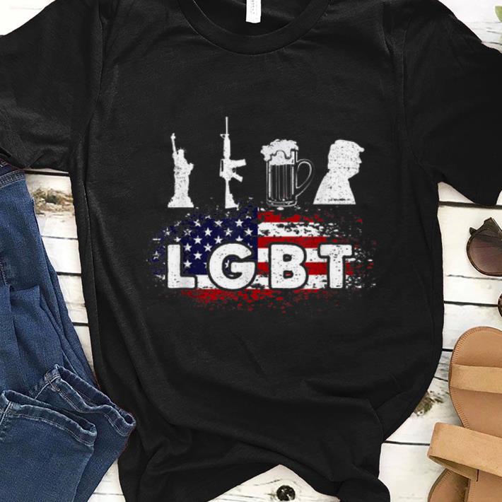 LGBT Parody Liberty Guns Beer Trump USA Flag shirt