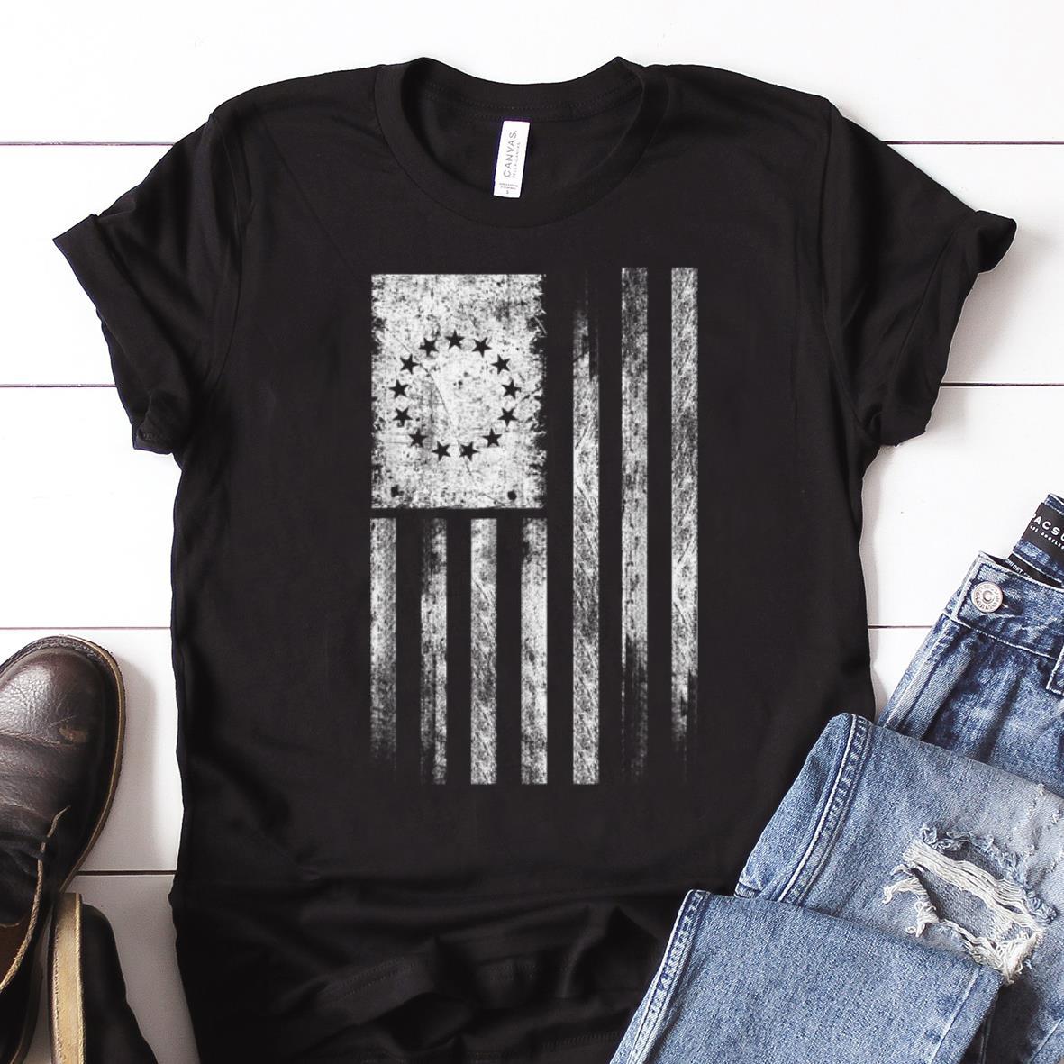  Nice price Betsy Ross Flag 1776 American Patriot White Front shirt