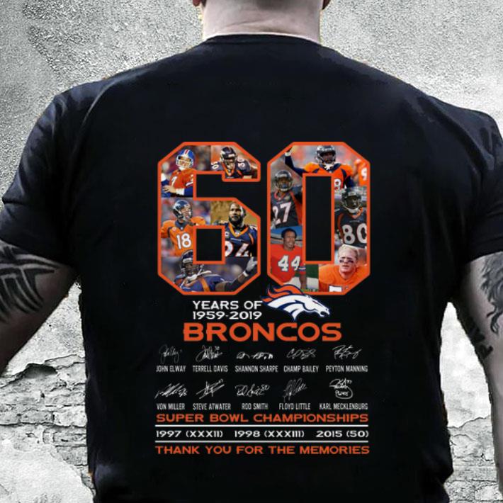 Official 60 years of 1959-2019 Denver Broncos signatures Super Bowl Championships shirt